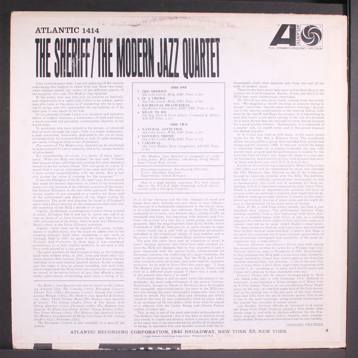 the sheriff by MODERN JAZZ QUARTET
