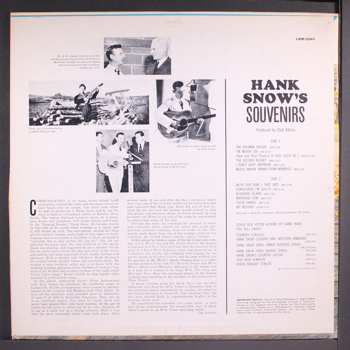 souvenirs by HANK SNOW