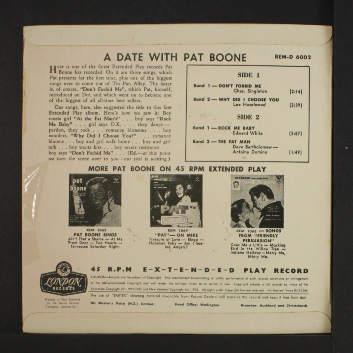 a date with by PAT BOONE