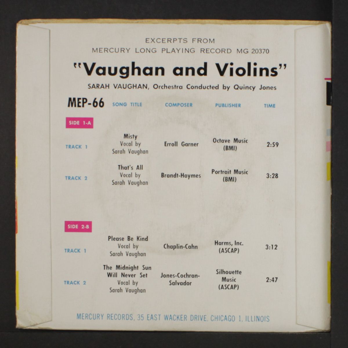 excerpts from vaughan & violins by SARAH VAUGHAN