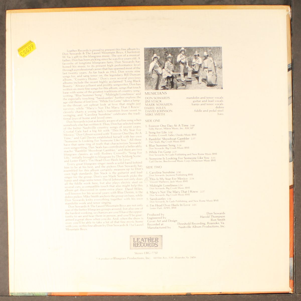 carolina sunshine by DON SOWARDS & LAUREL MOUNTAIN BOYS