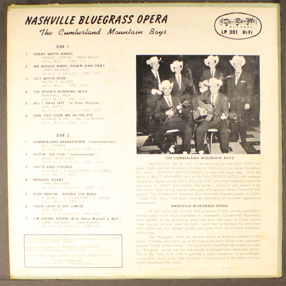 nashville bluegrass opera by CUMBERLAND MOUNTAIN BOYS