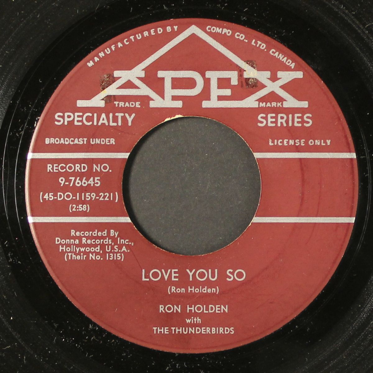 love you so / my babe by RON HOLDEN & THUNDERBIRDS