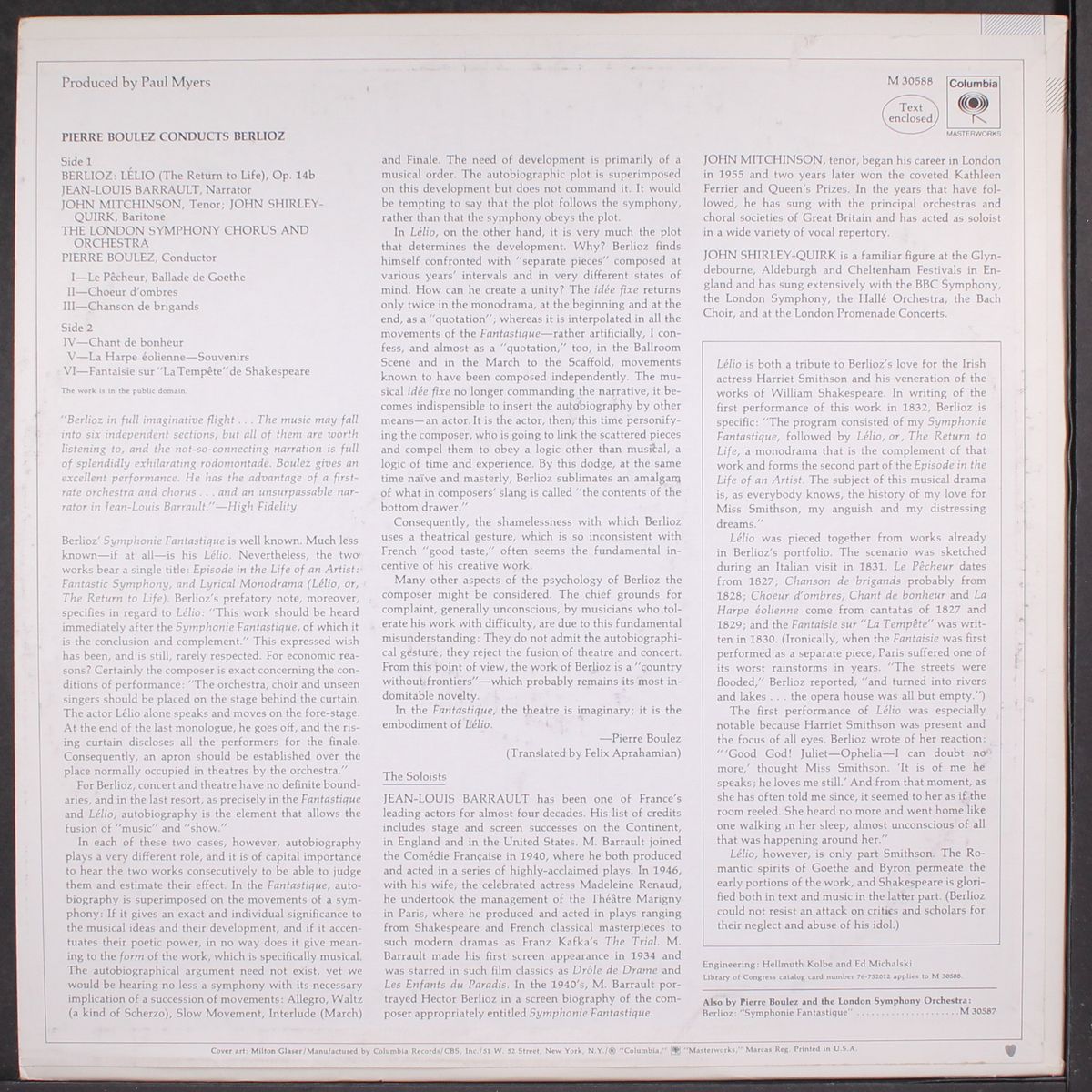 berlioz: lelio by PIERRE BOULEZ