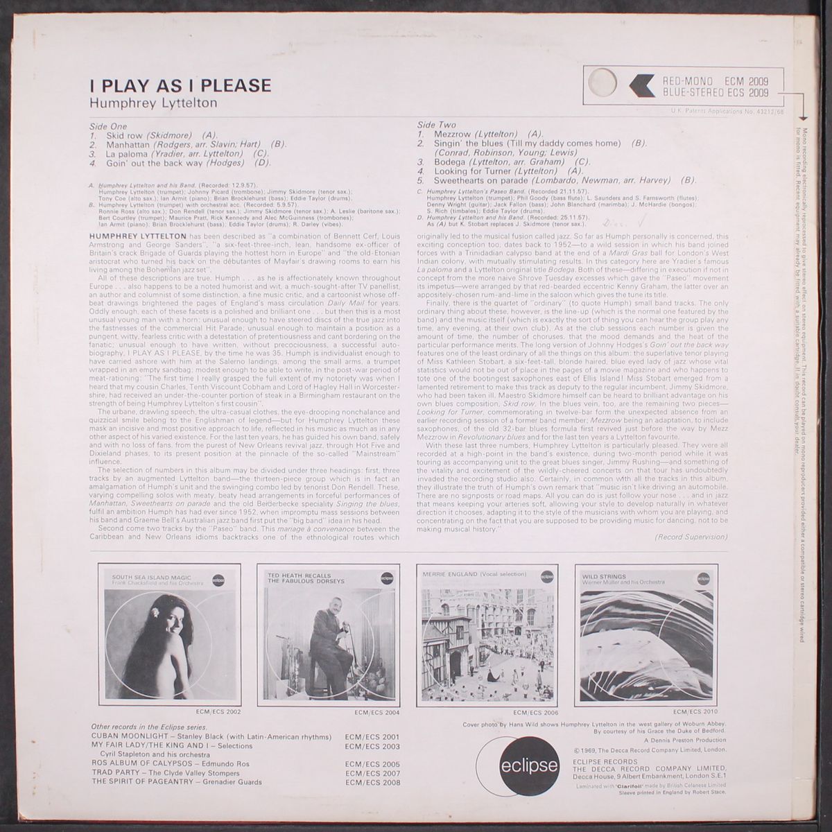 i play as a please by HUMPHREY LYTTELTON