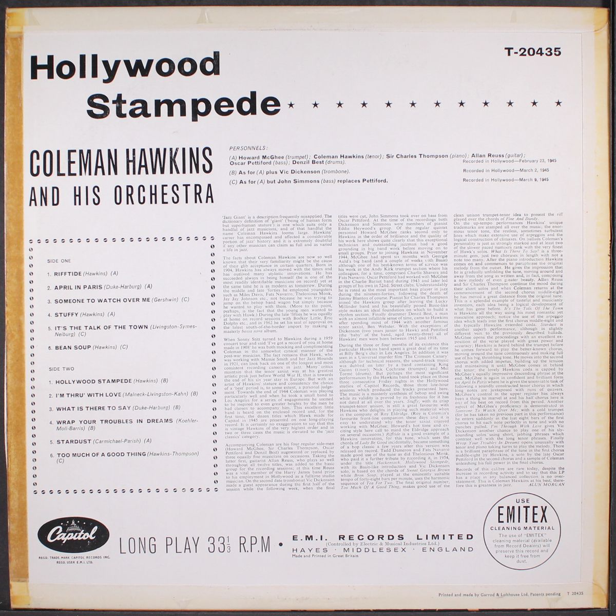 hollywood stampede by COLEMAN HAWKINS
