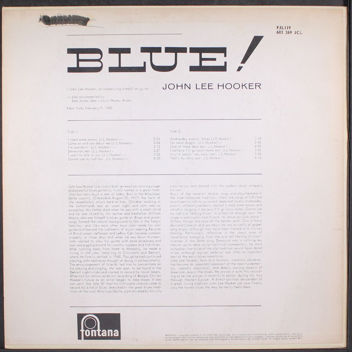 blue! by JOHN LEE HOOKER