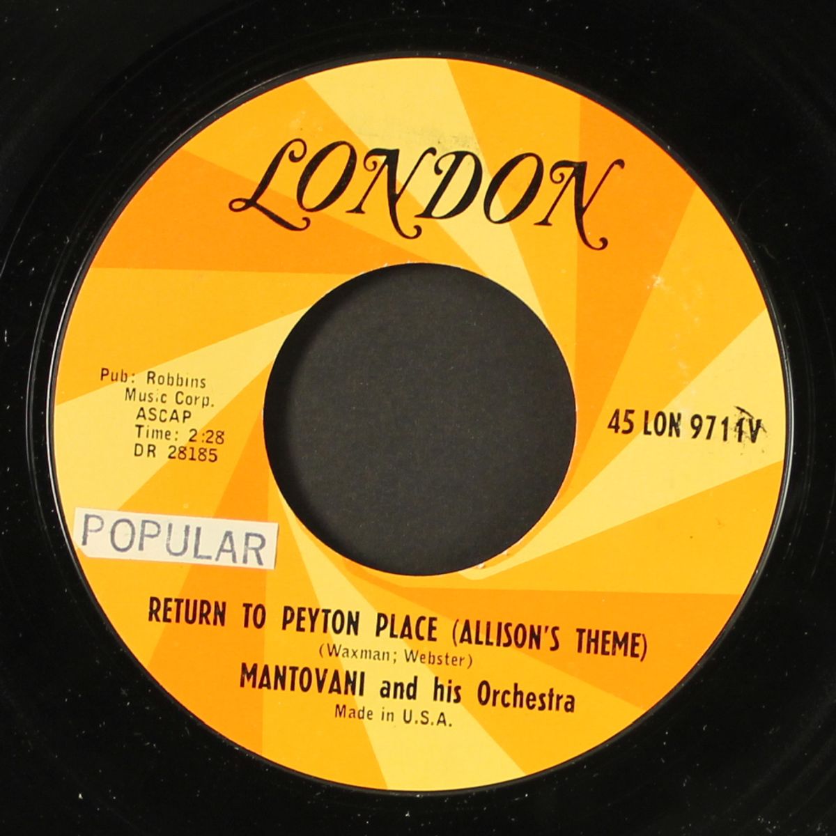 return to peyton place / i left my heart in san francisco by MANTOVANI