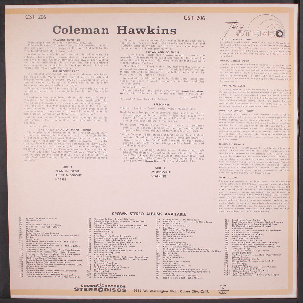 coleman hawkins by COLEMAN HAWKINS