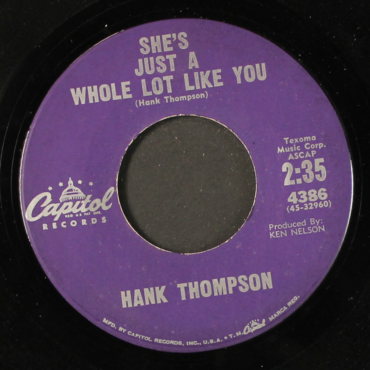 she's just a whole lot like you / there my future goes by HANK THOMPSON