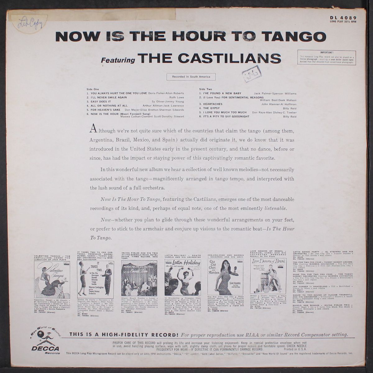 now is the hour to tango by CASTILIANS