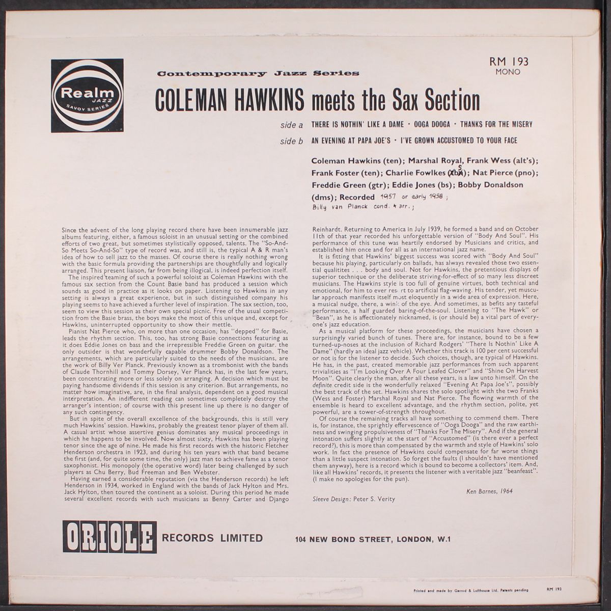 meets the sax section by COLEMAN HAWKINS