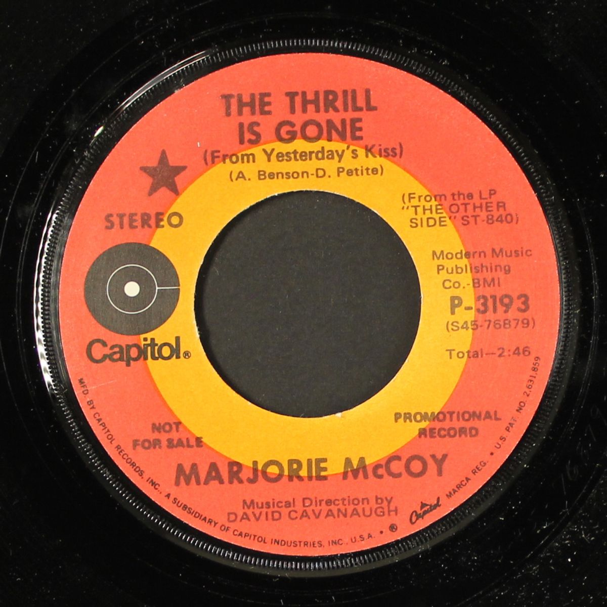 the thrill is gone / the morning after by MARJORIE MCCOY