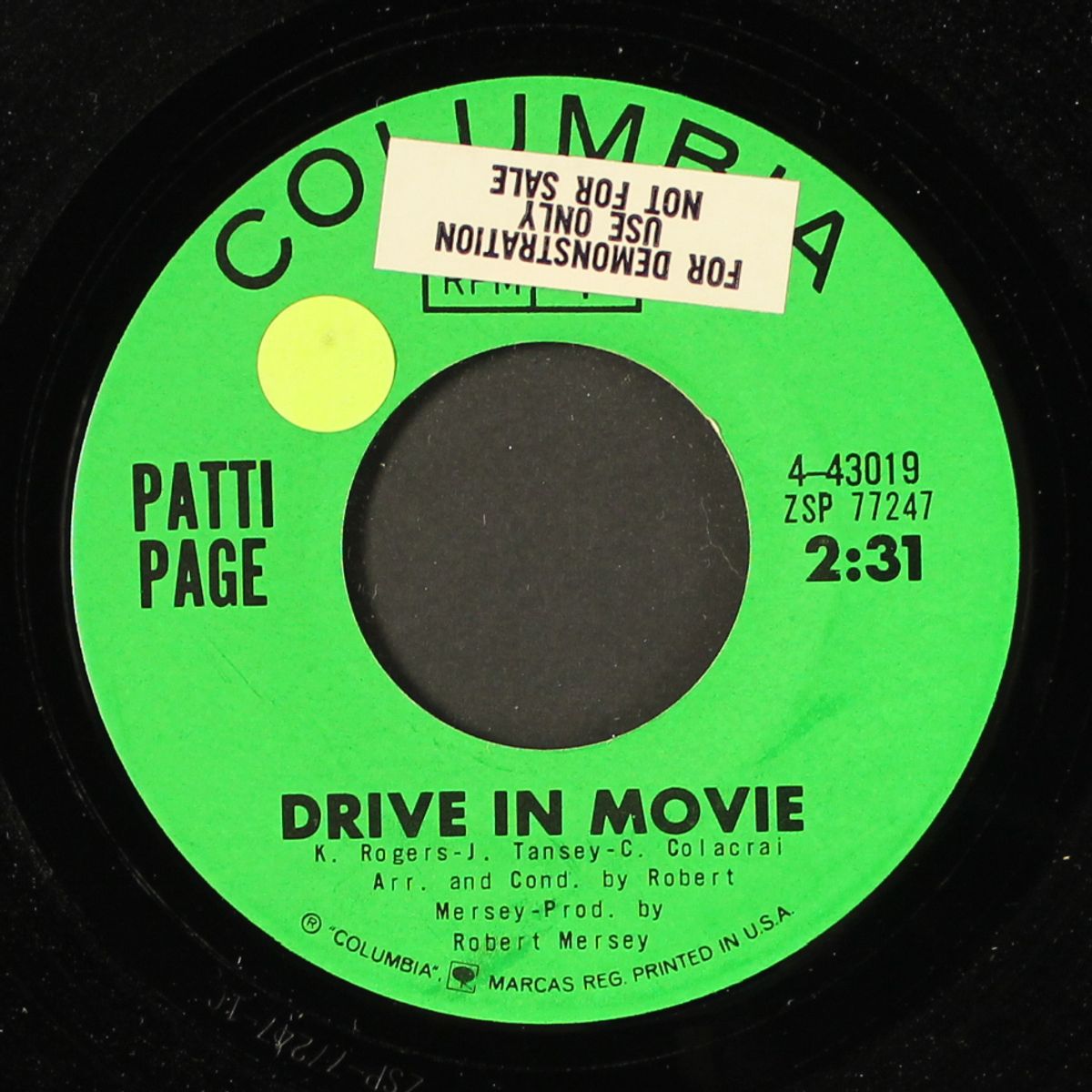 drive in movie / i'd rather be sorry by PATTI PAGE