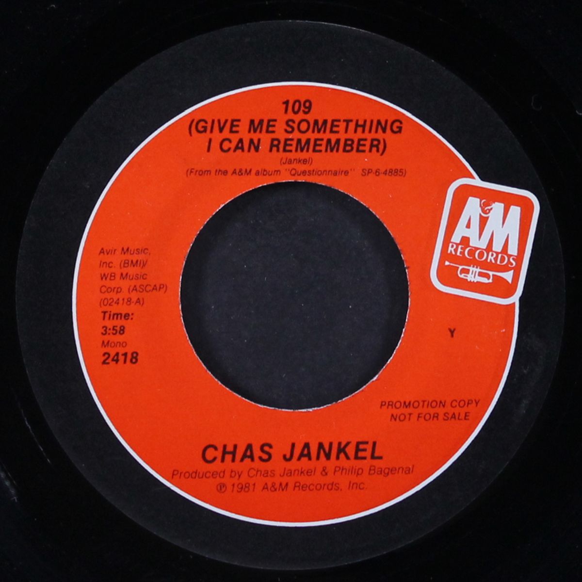 109 (give me something i can remember) / mono by CHAS JANKEL