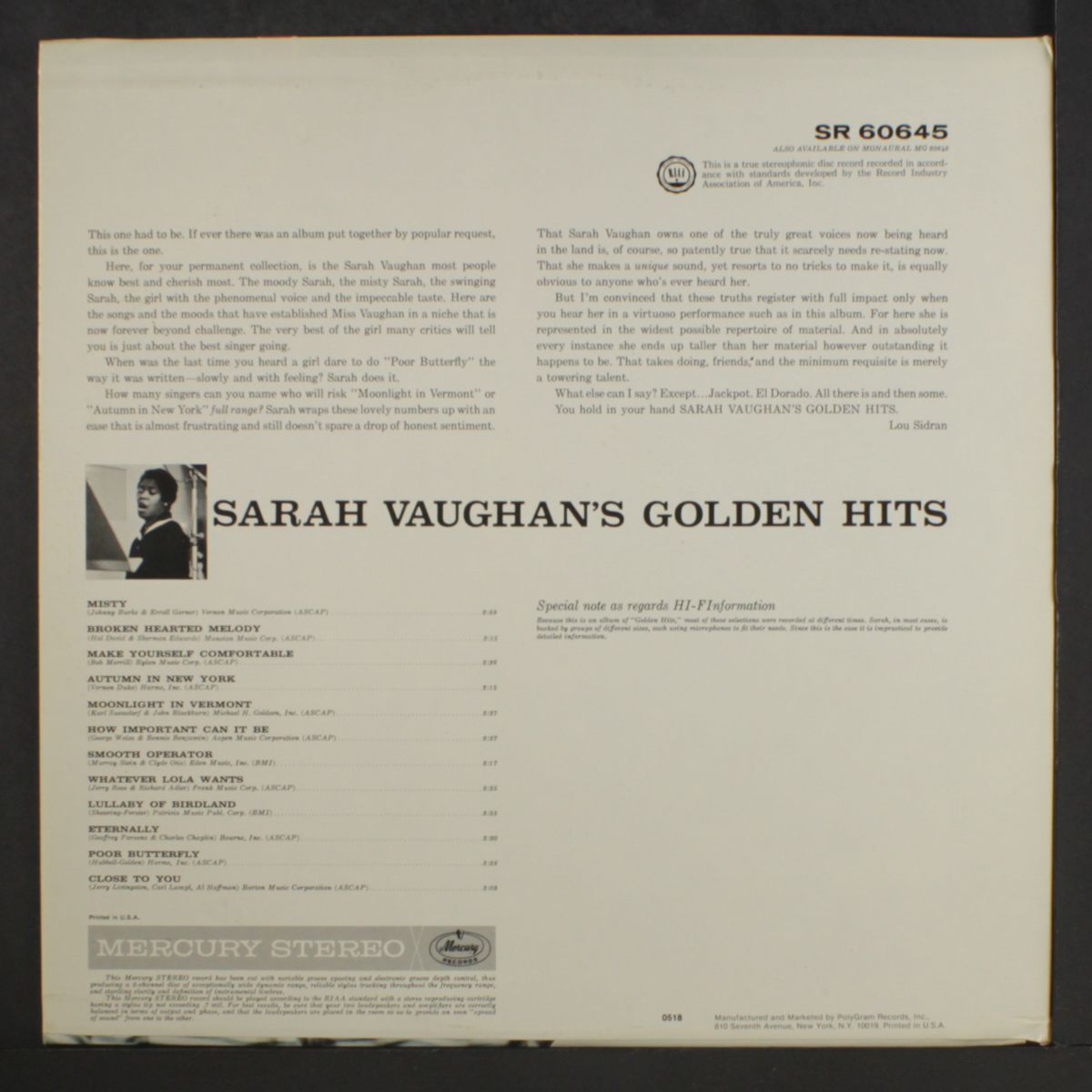 golden hits by SARAH VAUGHAN