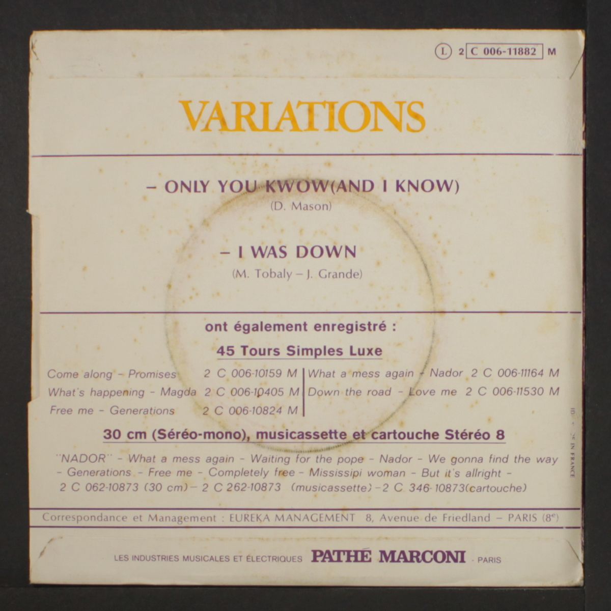 only you know / i was down by VARIATIONS