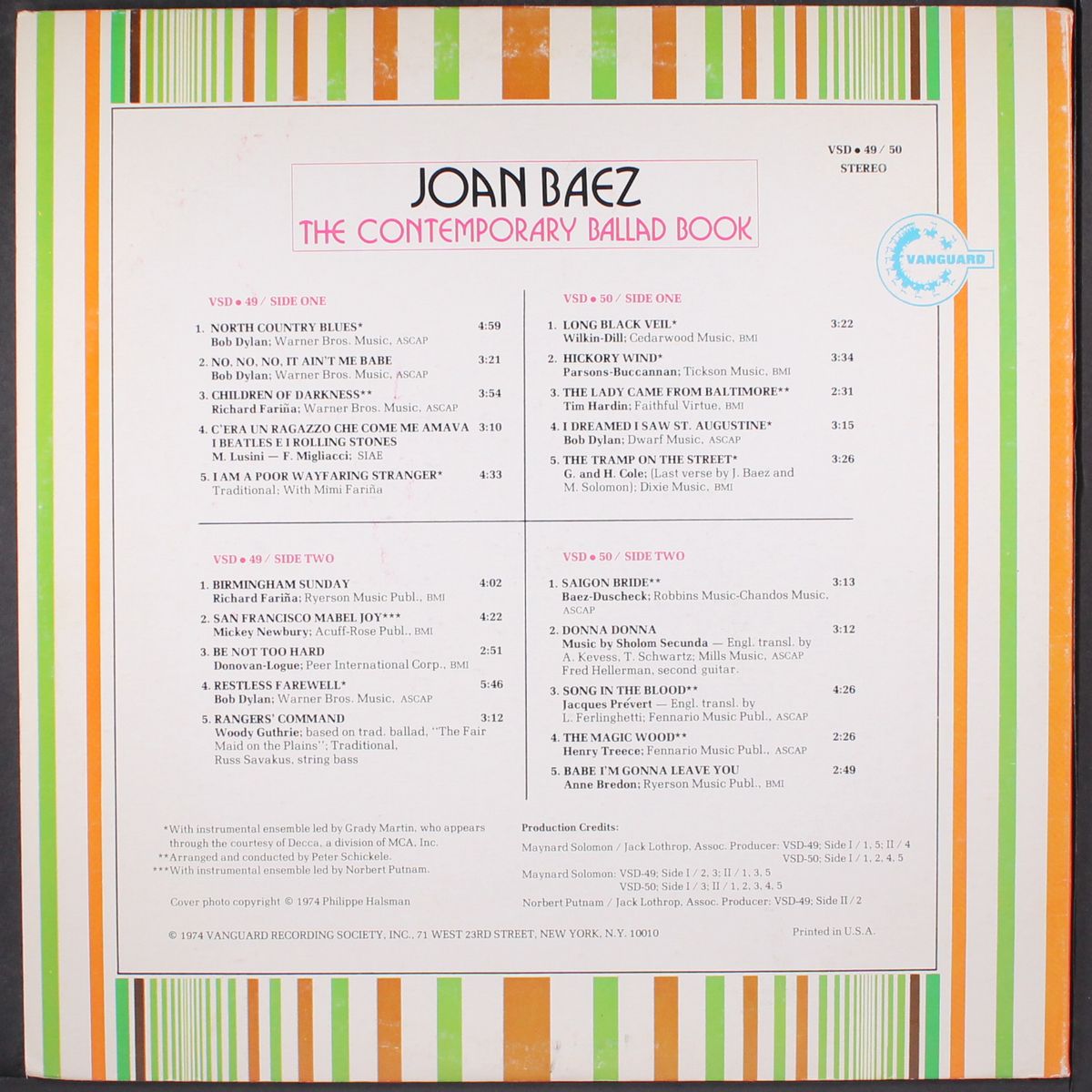 contemporary ballad book by JOAN BAEZ