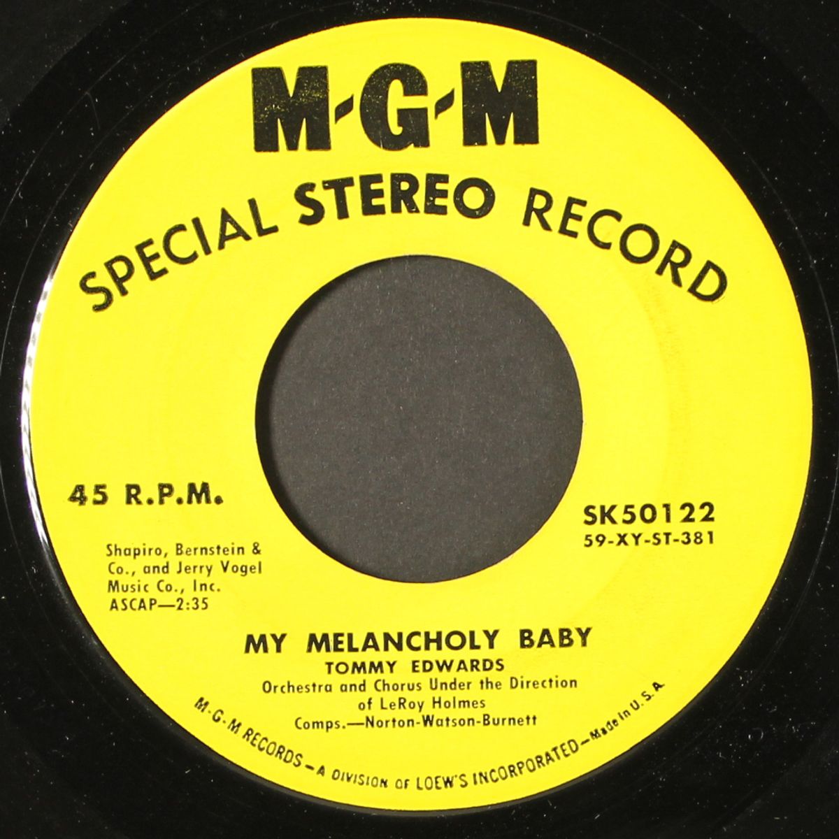 it's only the good times / my melancholy baby by TOMMY EDWARDS