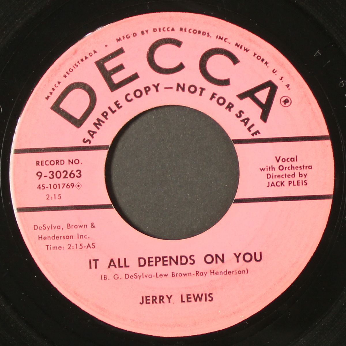 it all depends on you / let me sing and i'm happy by JERRY LEWIS