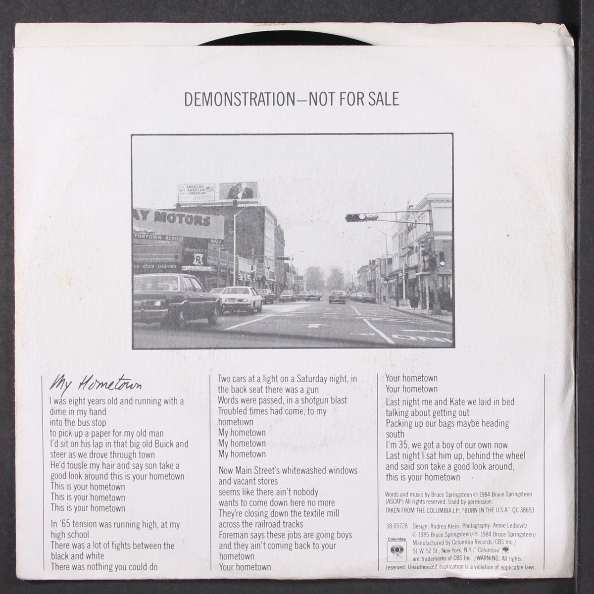 my hometown / mono by BRUCE SPRINGSTEEN