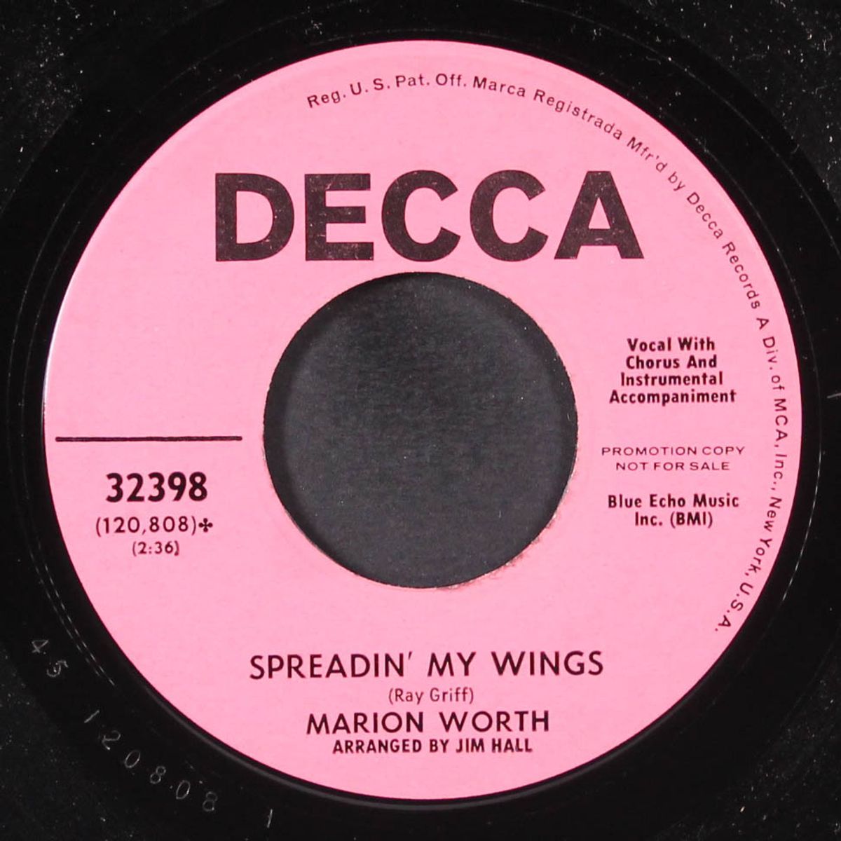 are you sleepig well at night / spreadin' my wings by MARION WORTH