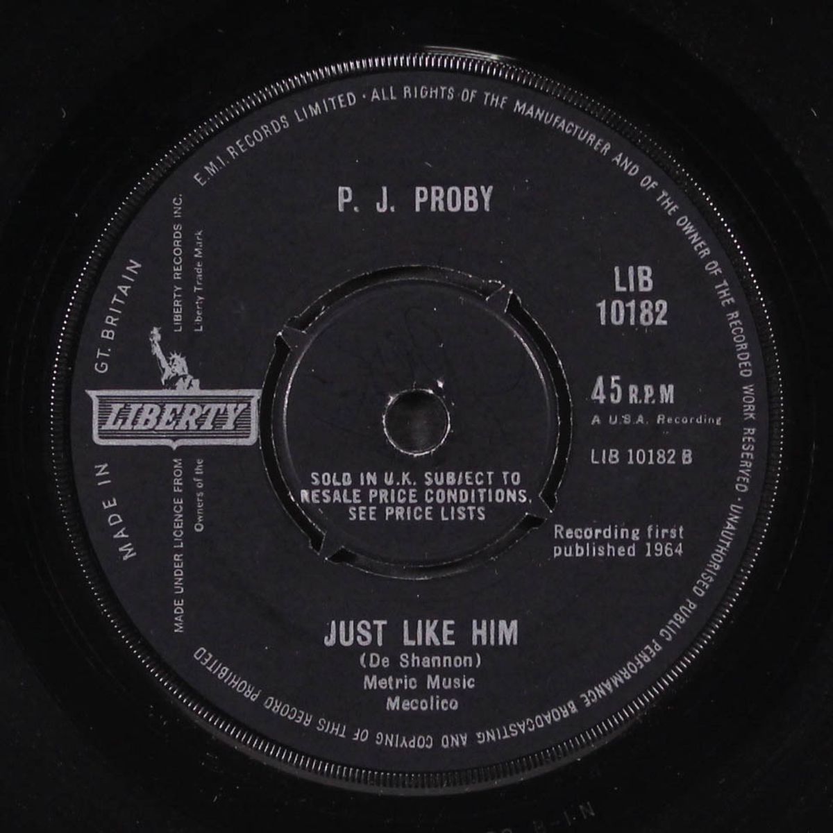 somewhere / just like him by P.J. PROBY