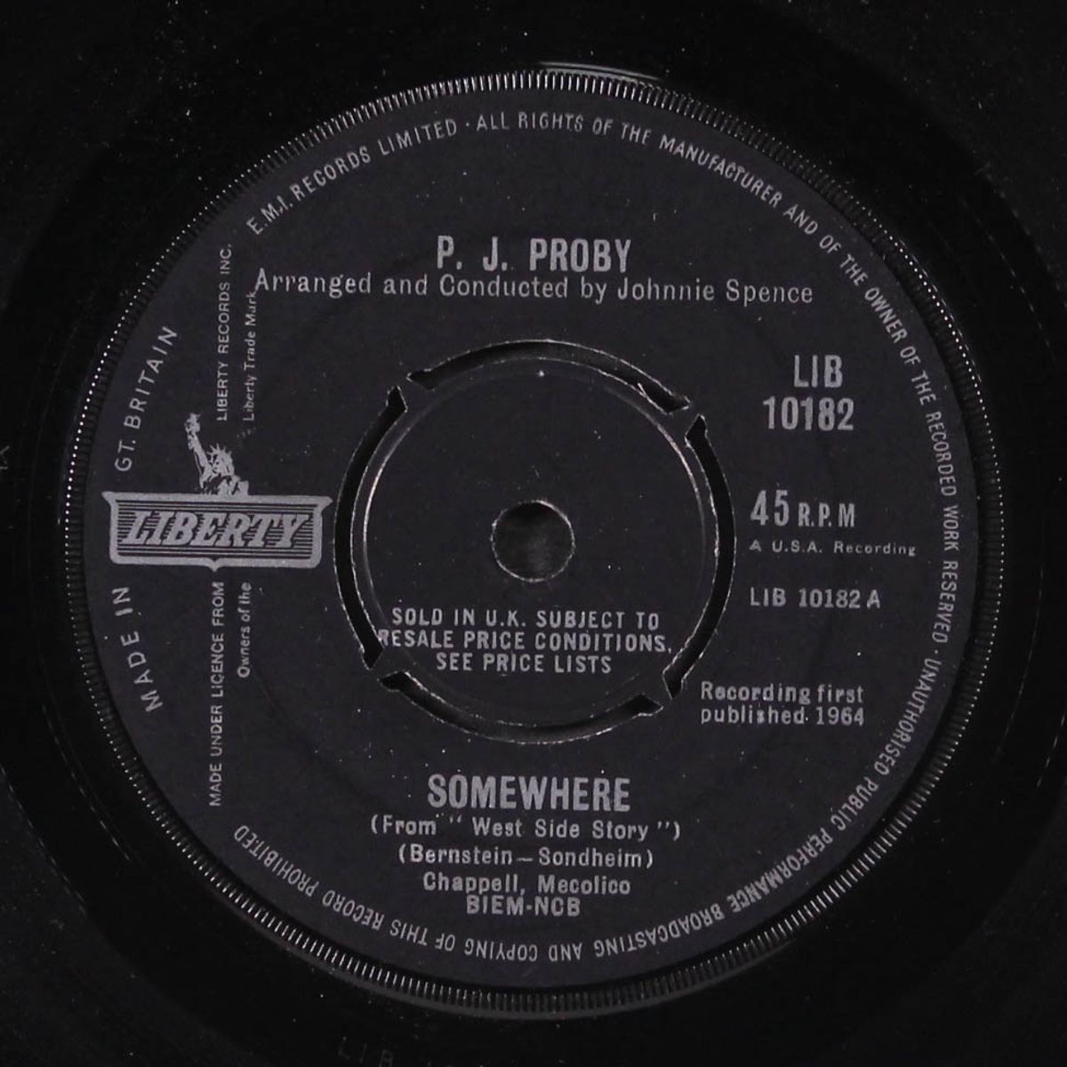somewhere / just like him by P.J. PROBY