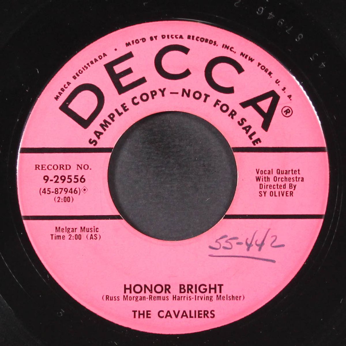 somewhere, sometime, someday / honor bright by CAVALIERS