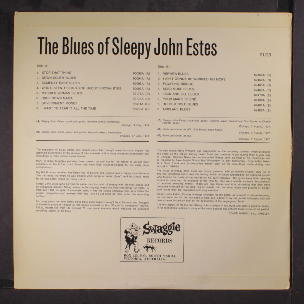 the blues of, vol. 1 by SLEEPY JOHN ESTES