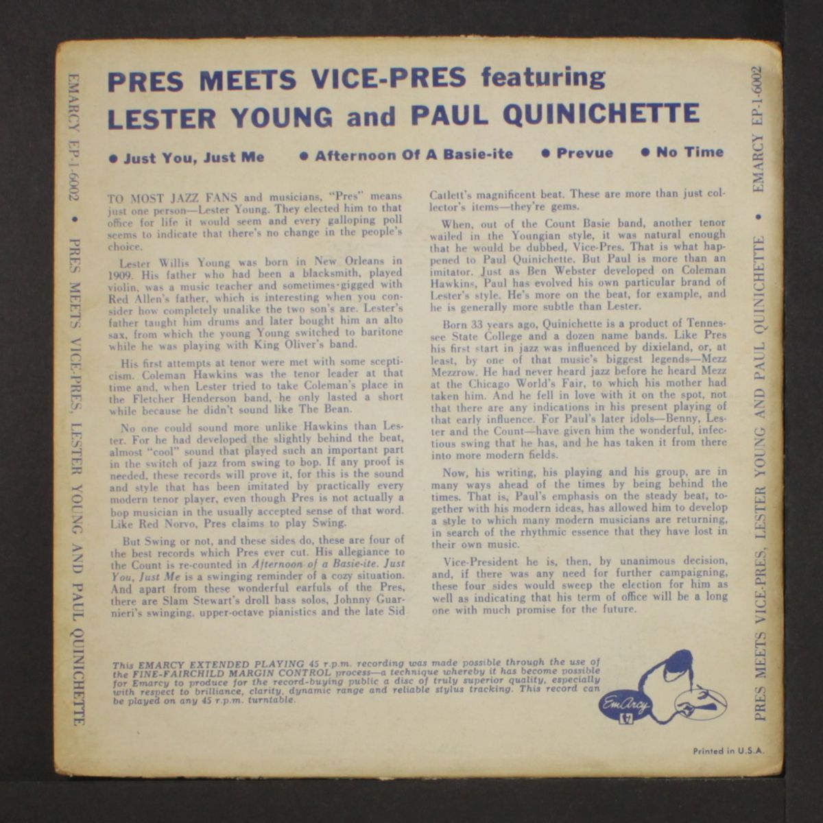 pres meets vice-pres by LESTER YOUNG & PAUL QUINICHETTE