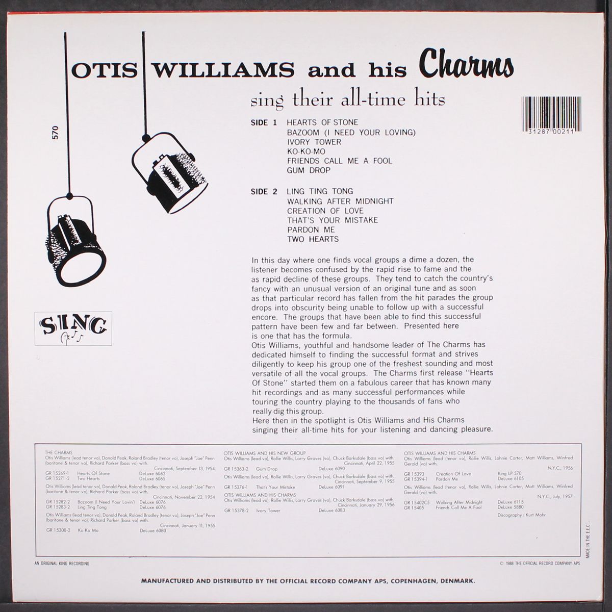 sing their all time hits by OTIS WILLIAMS & CHARMS