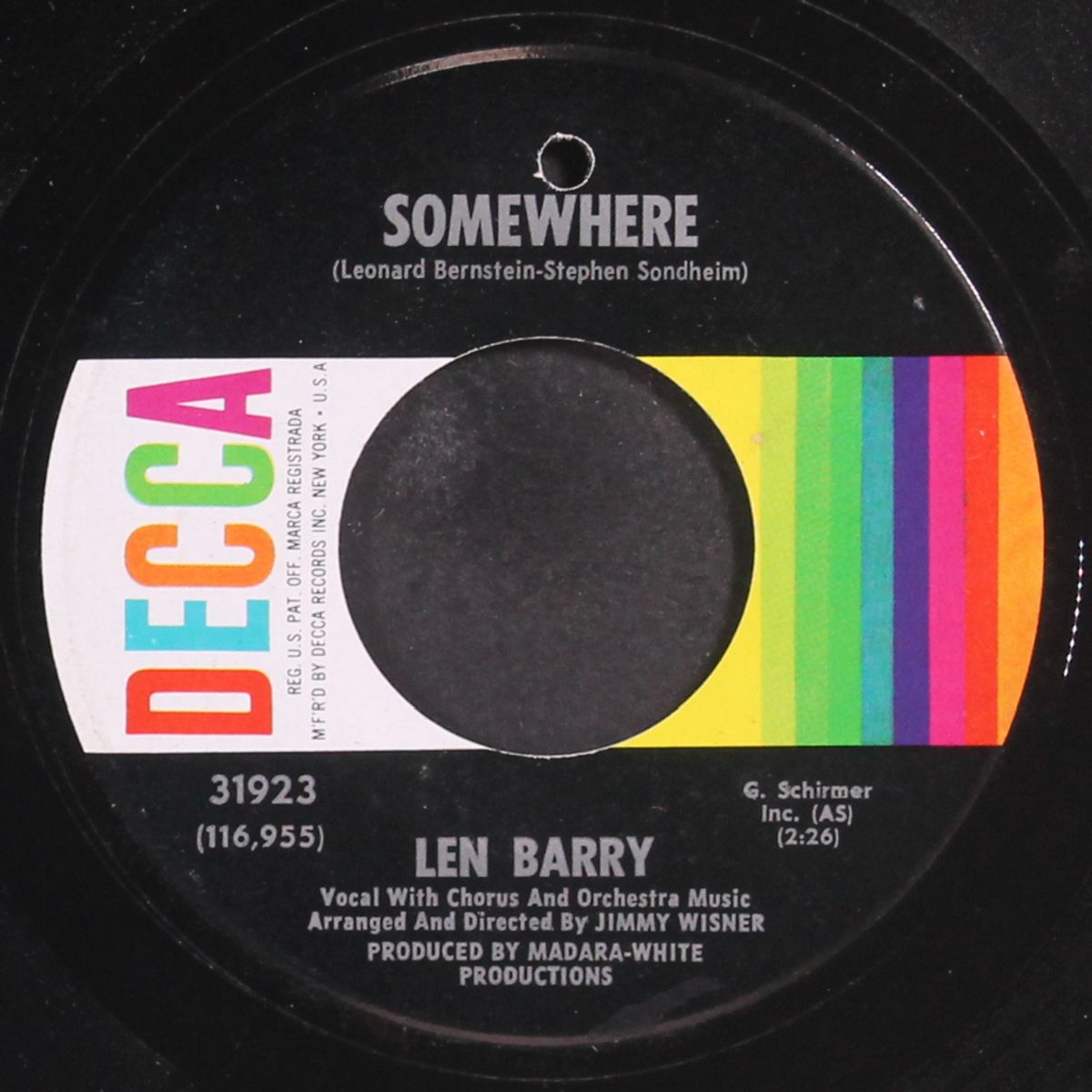 somewhere / it's a cryin' shame by LEN BARRY