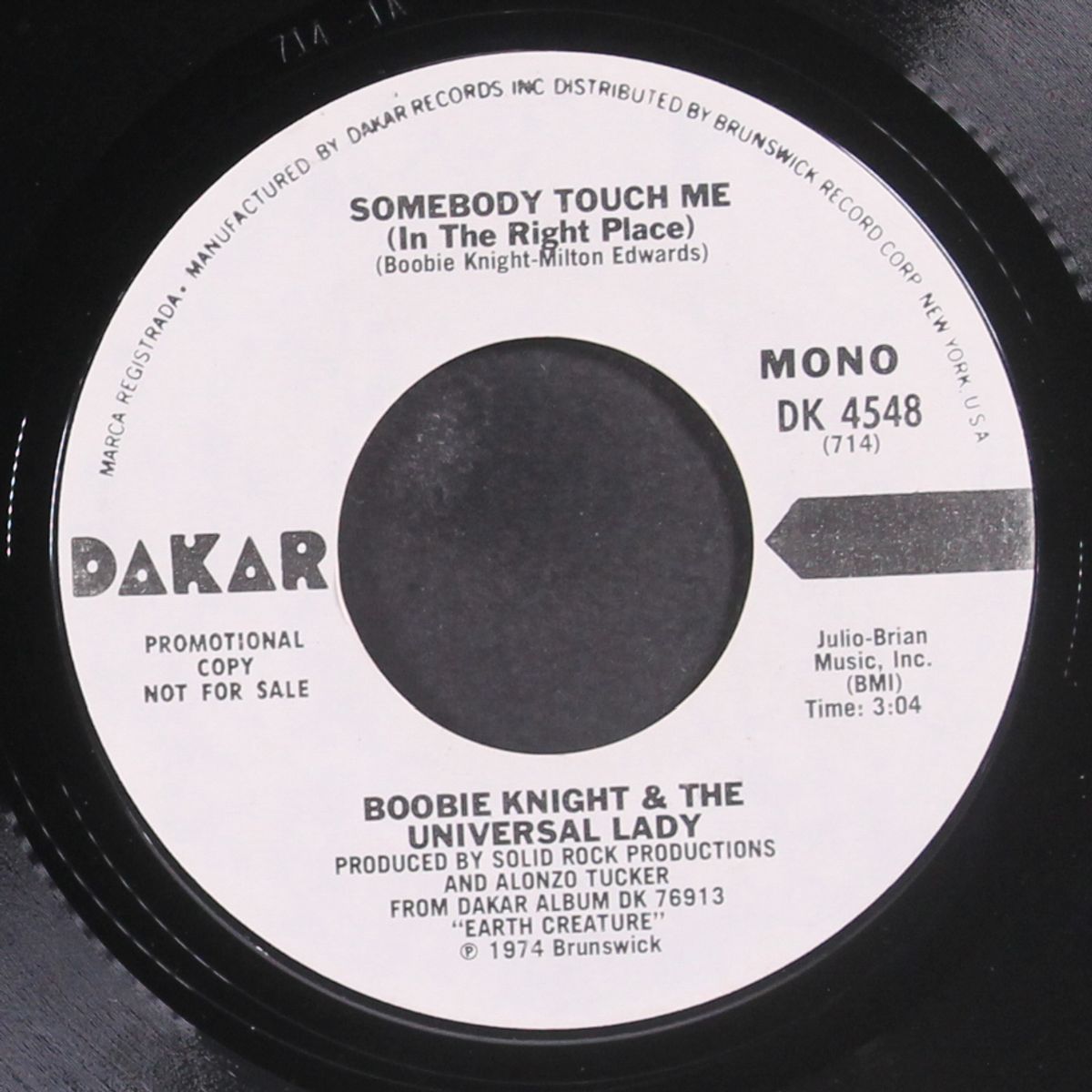 somebody touch me (in the right place) / mono by BOOBIE KNIGHT & UNVIERSAL LADY