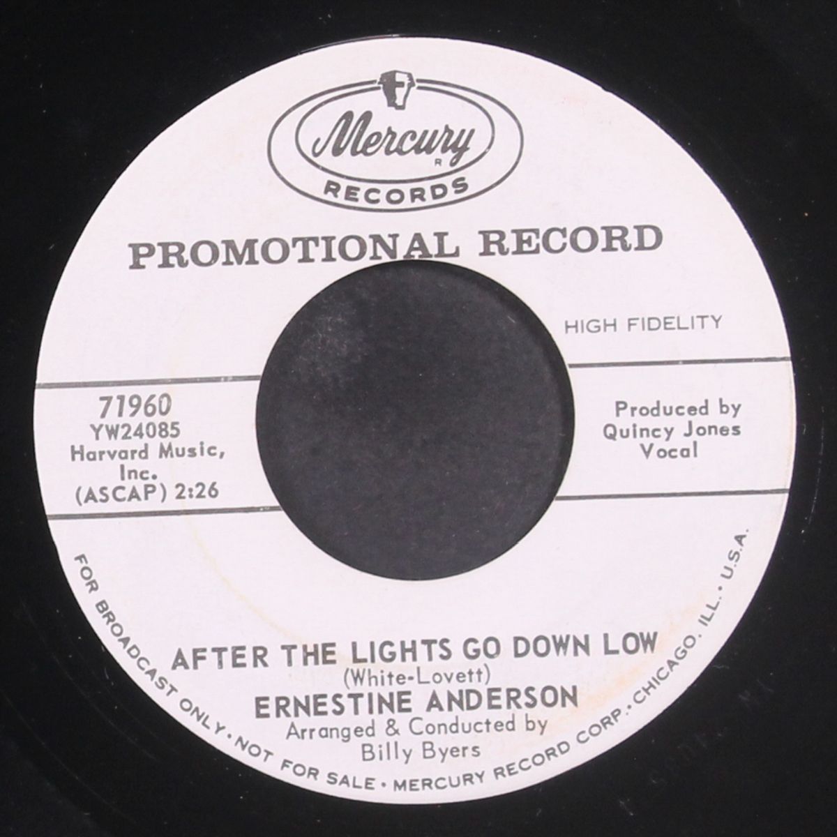 hurry, hurry / after the lights go down low by ERNESTINE ANDERSON