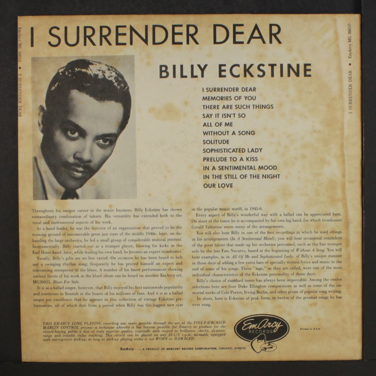 i surrender dear by BILLY ECKSTINE