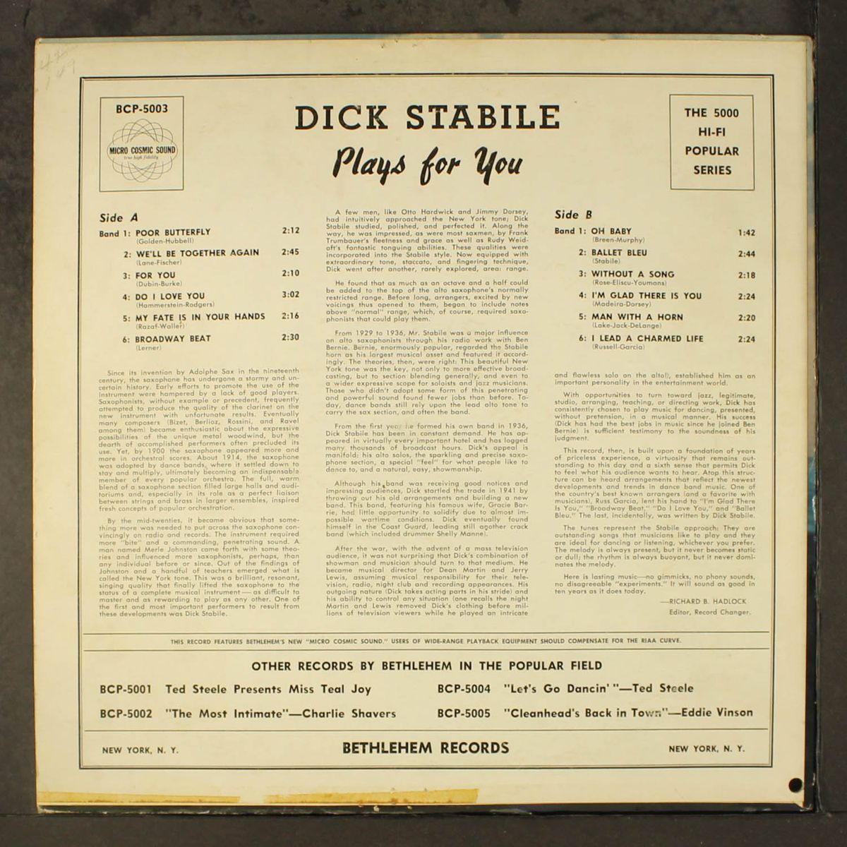 plays for you by DICK STABILE