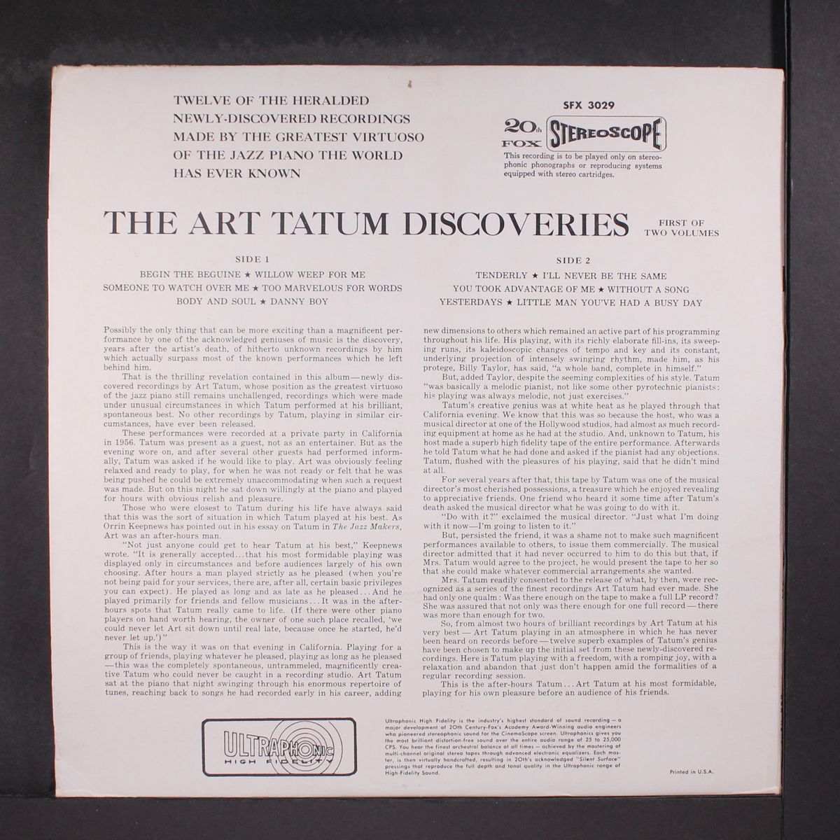 piano discoveries by ART TATUM