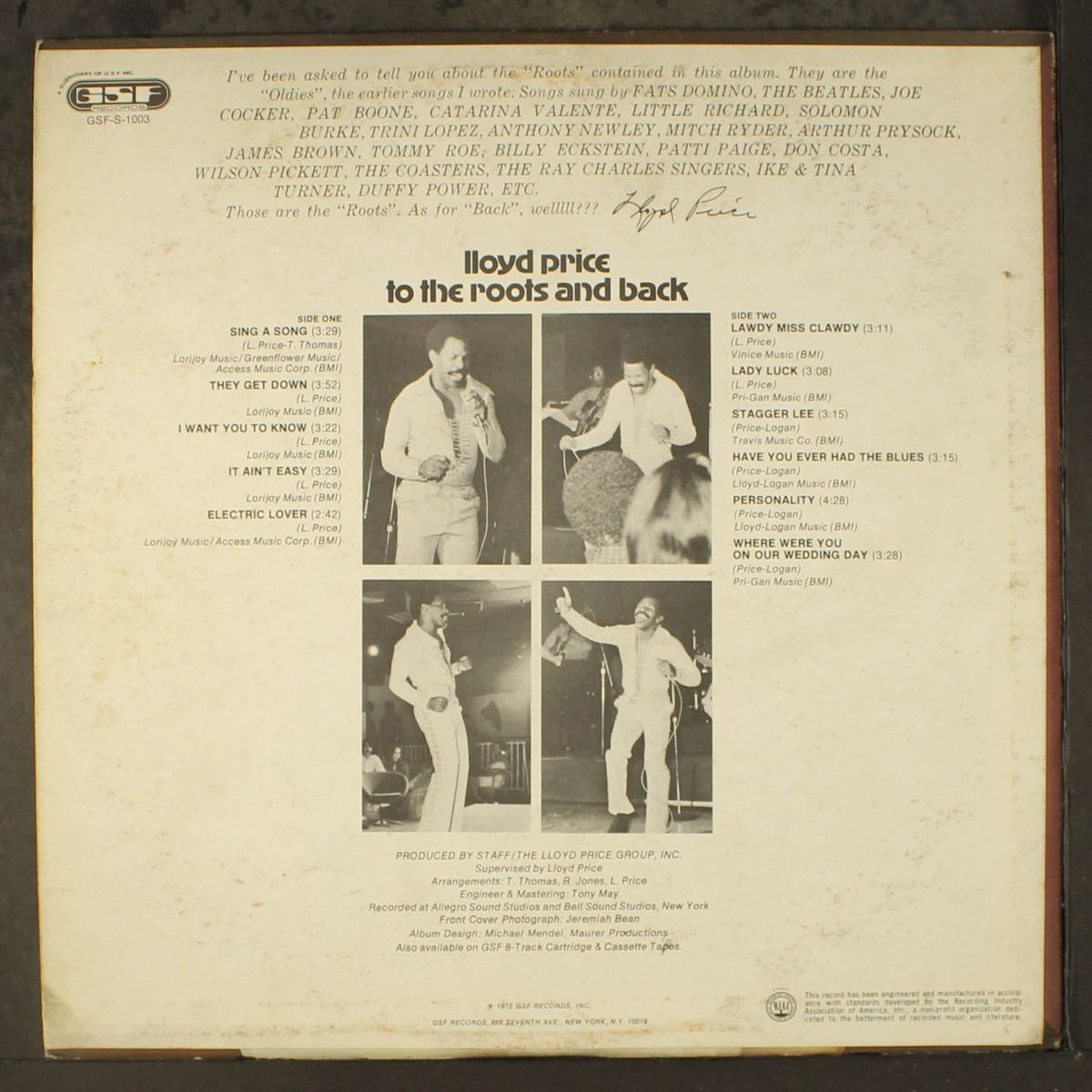 to the roots and back by LLOYD PRICE