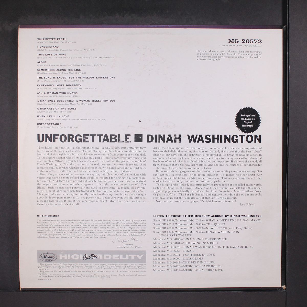 unforgettable by DINAH WASHINGTON