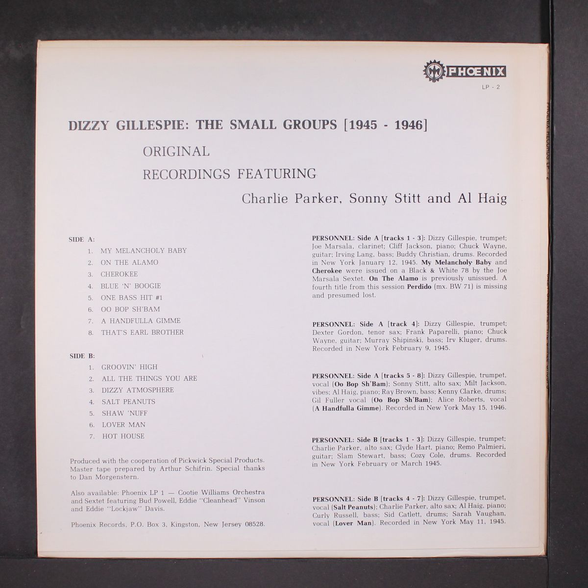 the small groups, 1945-1946 by DIZZY GILLESPIE