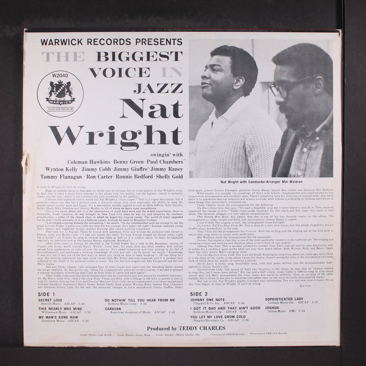 the biggest voice in jazz by NAT WRIGHT