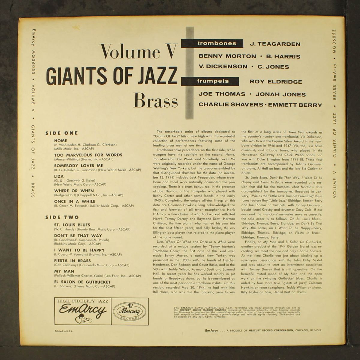 the jazz greats; brass, vol. 5 by VARIOUS