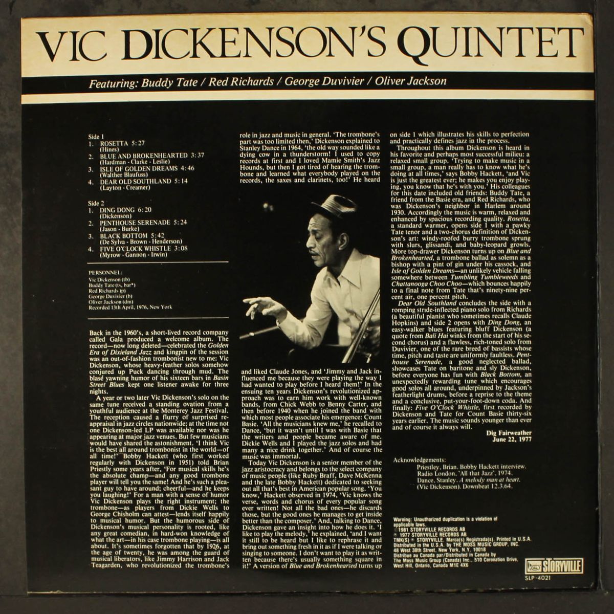 vic dickenson's quintet by VIC DICKENSON