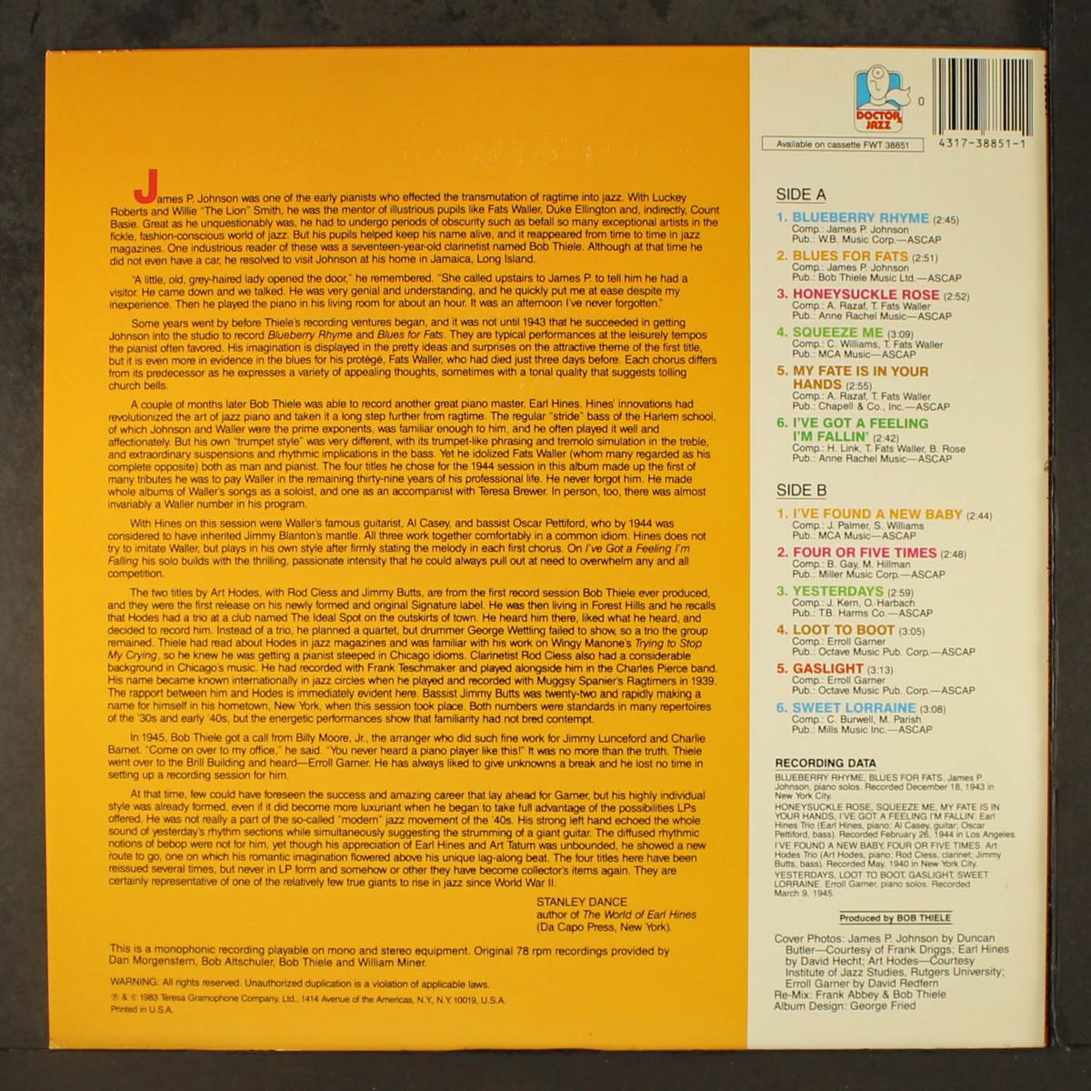 classic pianos by ERROLL GARNER, EARL HINES, ETC