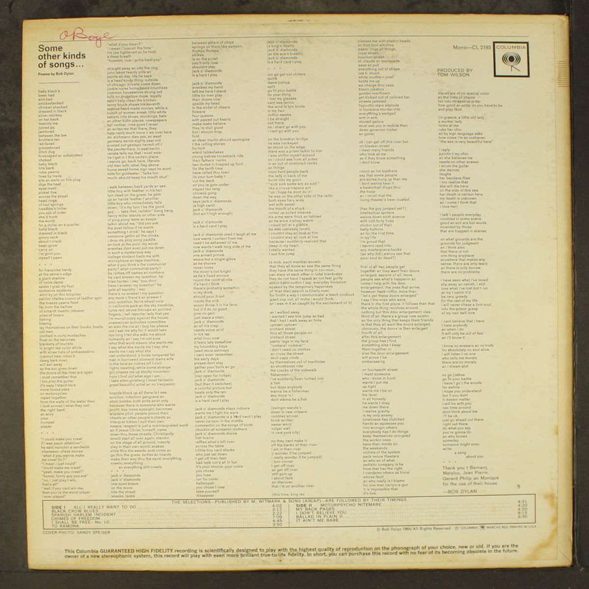 another side of bob dylan by BOB DYLAN