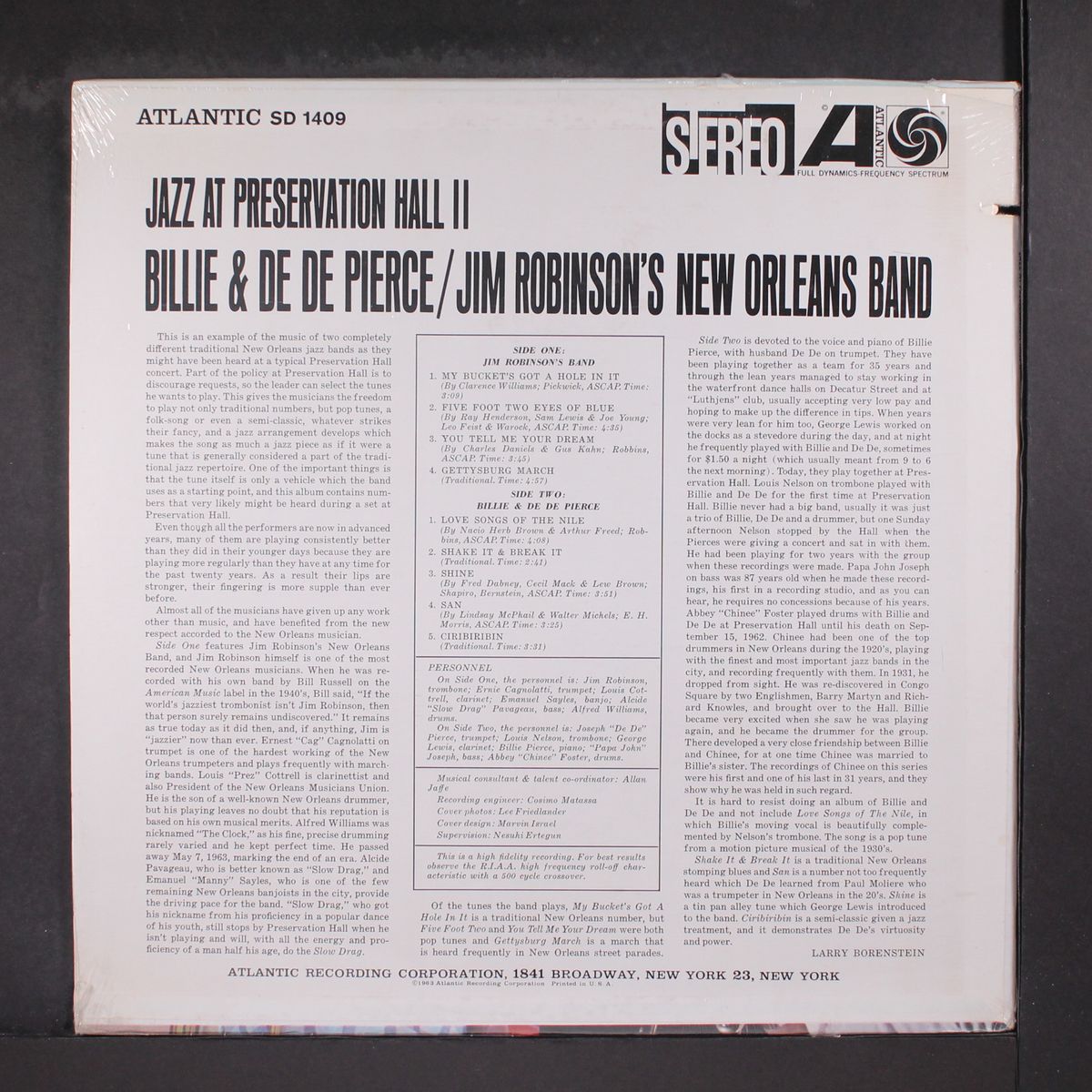 jazz at preservation hall by BILLIE & DE DE PIERCE / JIM ROBINSON