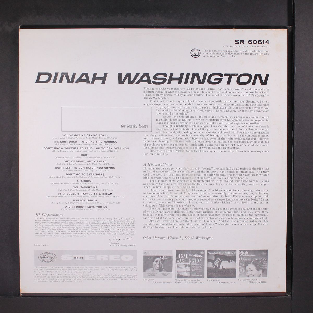 for lonely lovers by DINAH WASHINGTON