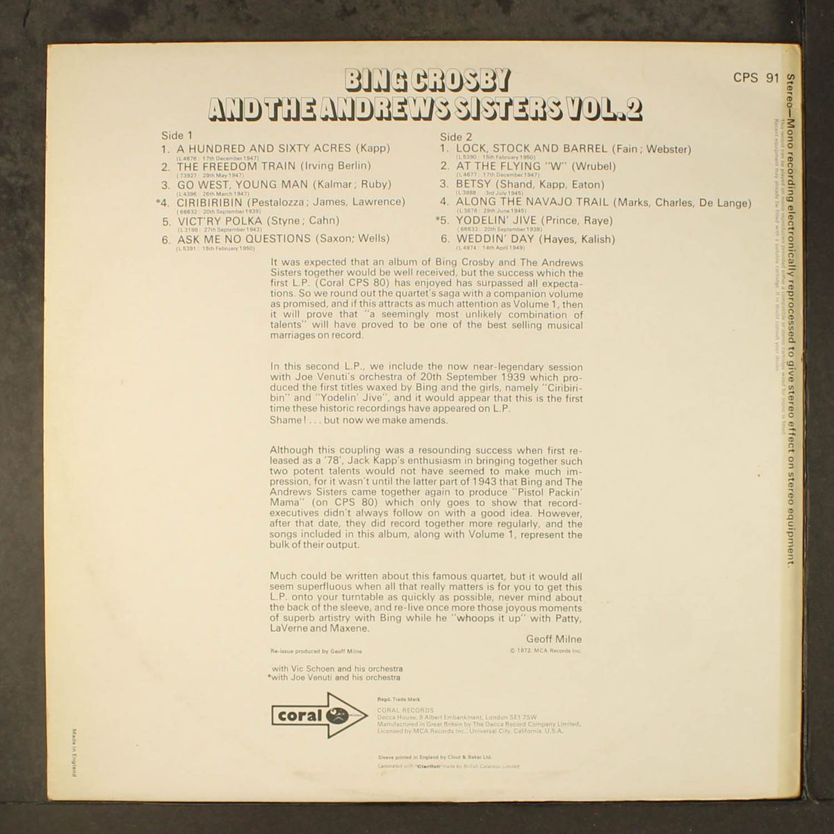 bing & the andrew sisters vol. 2 by BING CROSBY & ANDREW SISTERS