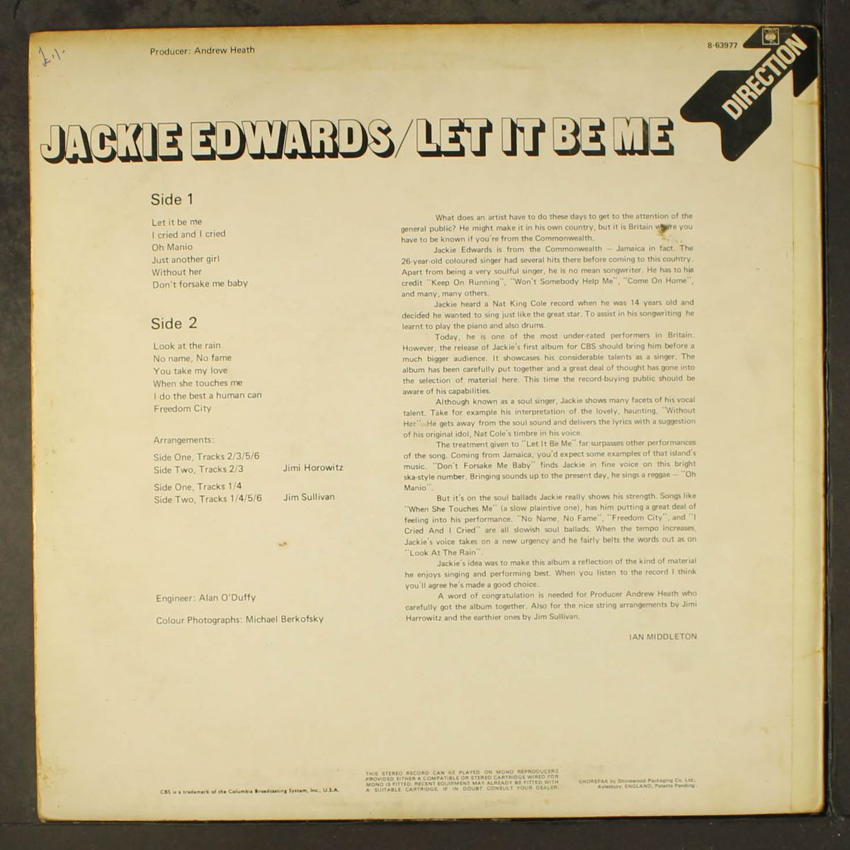 let it be me by JACKIE EDWARDS